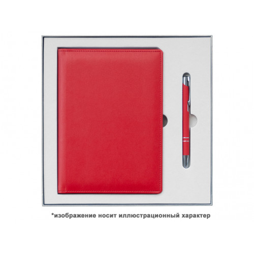 Коробка подарочная Solution Superior Alfa Linen под ежедневник и ручку, серебро, 25,7x25,7x2,8 см, бежевый ложемент