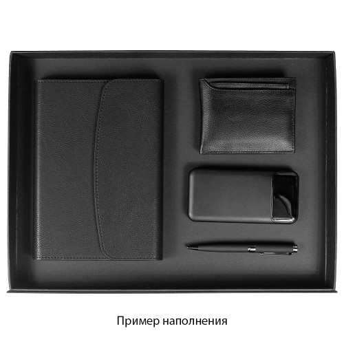 Подарочная коробка, размер 29,5*40,5*4,0 см, Solution Prestige с магнитным клапаном, черная, с черным ложементом Подарочная коробка, размер 29,5*40,5*4,0 см, Solution Prestige с магнитным клапаном, черная, с черным ложементом