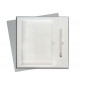 Коробка подарочная Solution Superior Alfa Linen под ежедневник и ручку, серебро, 25,7x25,7x2,8 см, бежевый ложемент