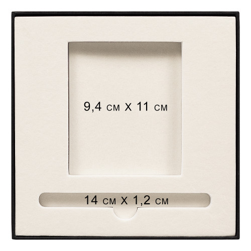 Коробка подарочная, размер 18*18*2 см, Solution Superior Linen, черная,  бежевый ложемент под ручку и прямоугольный предмет