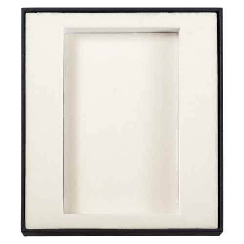 Коробка подарочная, размер 16*14*2 см, Solution Superior Linen, черная, бежевый ложемент с прямоугольной вырубкой